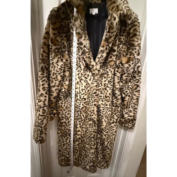 Lost+Wander Long Leopard Faux Fur Coat Women L Large - Picture 5 of 7